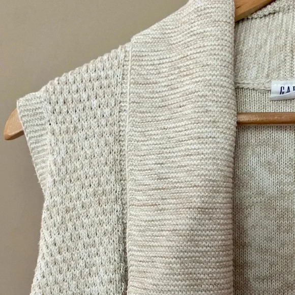 GAP open cardigan sweater shawl collar textured cream ivory cotton women’s sz M - Picture 15 of 15